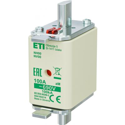 Wkładka topikowa NH silnikowa KOMBI NH00 aM 100A 690V 004182414 ETI (004182414)